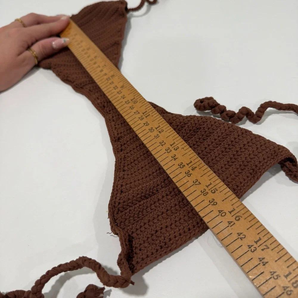 Skims Crochet Tie Bikini Bottom Chocolate Brown Size Large L/G/G Recycled Nylon